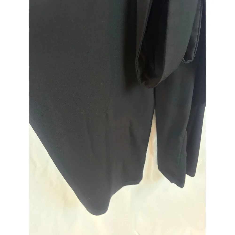 Black Wrap‎ V-Neck Jumpsuit 3/4 Sleeve Wide Leg Belted One-Piece Romper